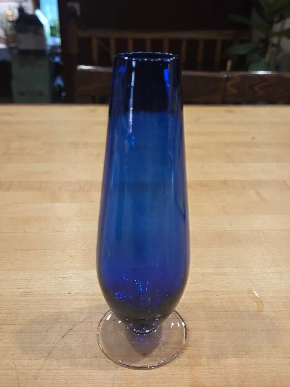 Vintage Aseda Sweden Bo Borgstrom Cobalt Blue Bud Vase with Clear Base